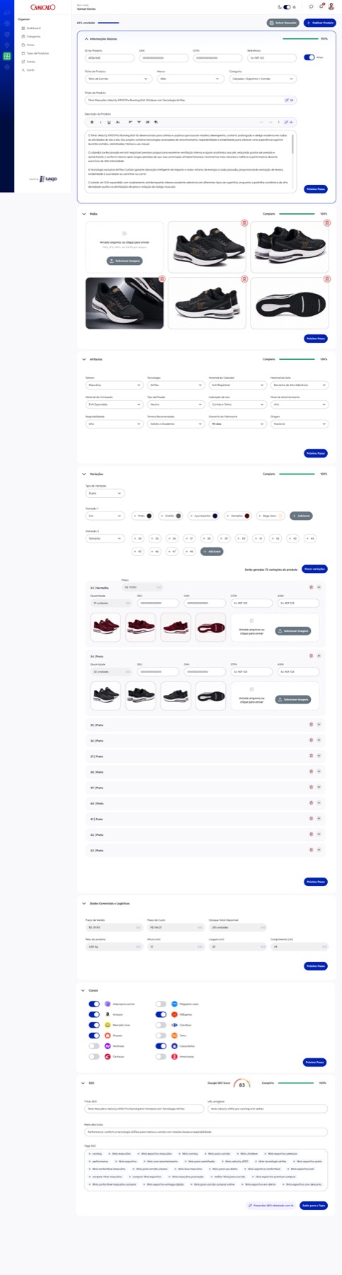 Iungo Organizer product detail workflow with AI-generated product content