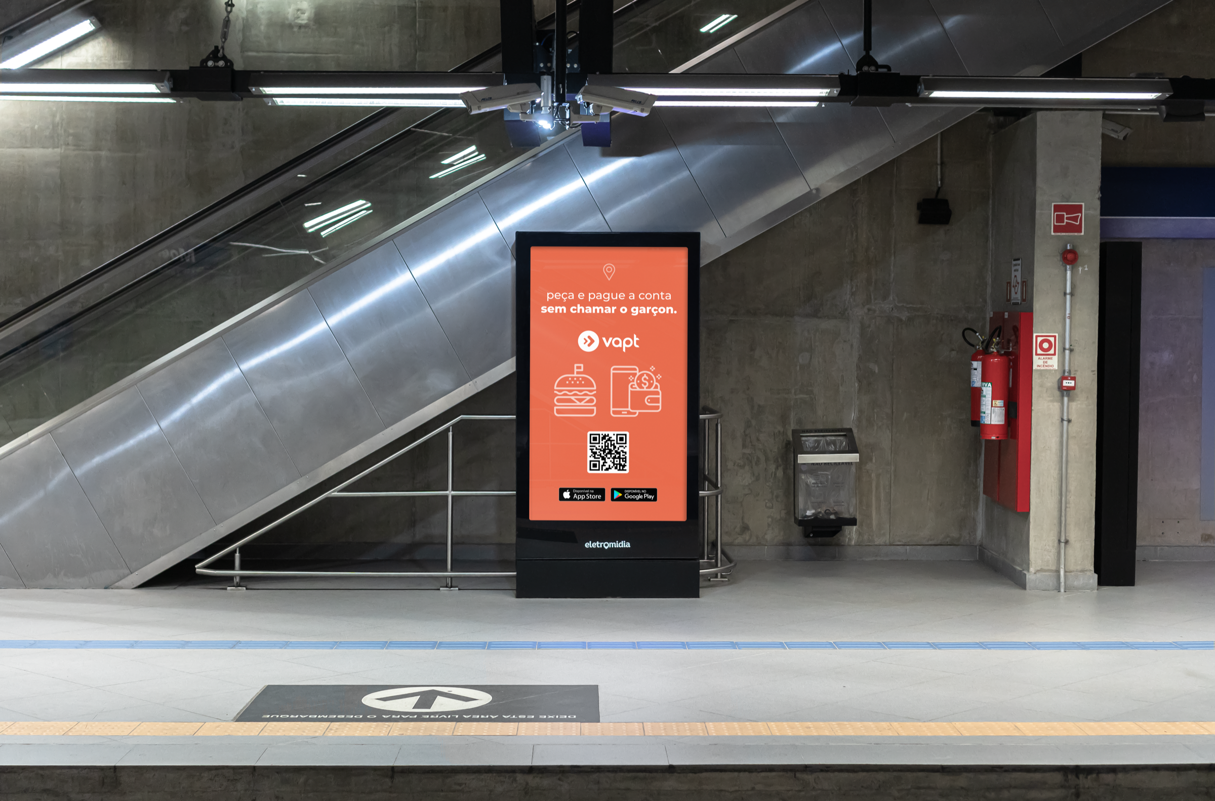 Vapt digital ordering campaign displayed on a public digital signage screen in a metro station